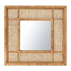 Hello Honey&reg; Natural Square Rattan Framed Wall Mirror
