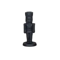 Hello Honey&reg; 5.5" Black Cast Metal Soldier Taper Candle Holder