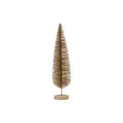 Hello Honey&reg; 13" Gold Glitter Plastic Bottle Brush Tree with Wood Base