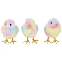 4.5" Plush Tie Dye Easter Chick Figurines, 3ct.