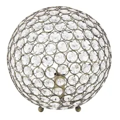 Lalia Home 10" Antique Brass Elipse Crystal Orb Table Lamp