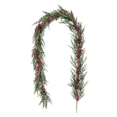 Glitzhome&reg; 9ft Christmas Greenery Eucalyptus Garland with Red Berries