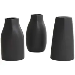 9" Black Ceramic Minimalistic Vase Set