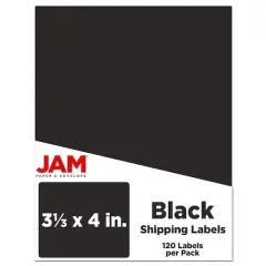 JAM Paper Adhesive Shipping Labels, 3.33" x 4" Black