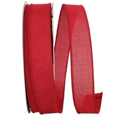 Reliant 1.5" x 50yd. Linen Wired Ribbon Scarlet