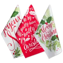DII&reg; Red & Green Boughs Of Holly Dishtowel Set