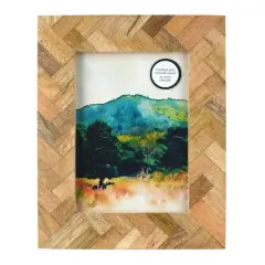 5" x 7" Natural Herringbone Wood Tabletop Frame, Atelier by Studio D&eacute;cor&reg;