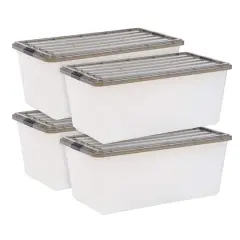 Iris&reg; 91qt. Clear View Plastic Storage Bins with Gray Latching Buckle Lids, 4ct.