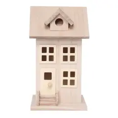 7.5" Unfinished Wood Townhouse Birdhouse by Make Market&reg;