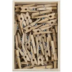 JAM Paper 7/8" Wood Clothespins, 100ct. Natural Brown