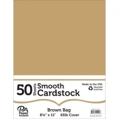 PA Paper&trade; Accents 8.5" x 11" 65lb. Smooth Cardstock, 50 Sheets Brown Bag