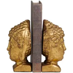 6" Gold Metal Buddha Bookends Set