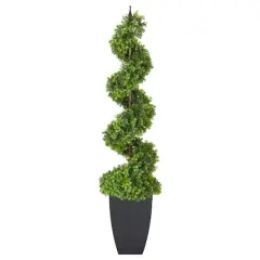 5ft. Topiary Spiral Boxwood Artificial Tree in Decorative Urn