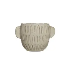 6.5" Glazed Embossed Stoneware Planter 