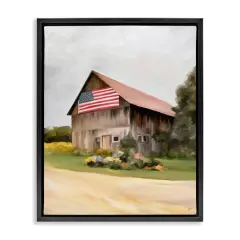 Stupell Industries Rural Americana Home Countryside Farm Flag Painting Floater Framed Art Black