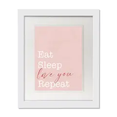 11" x 14" Eat Sleep Love White Framed Print Wall Art