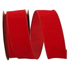 JAM Paper 2.5" x 25yd. Velvet Wired Heavy Commercial Ribbon Red