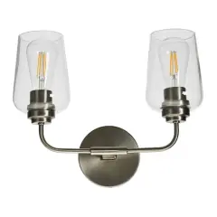 Hello Honey&reg; Robert Stevenson Lighting Holden Metal & Glass 2-Light Vanity Antique Nickel