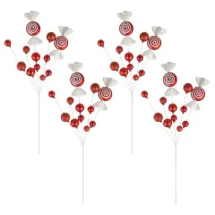 Glitzhome&reg; 24" Christmas Red & White Candy Pick, 4ct.