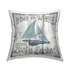 Stupell Industries Home is Where The Boat's Docked Nautical Family Throw Pillow 18" x 18"