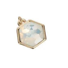 14K Gold Plated White Opal Austrian Crystal Hexagon Charm by Bead Landing&trade;