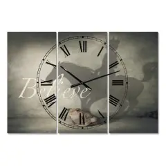Designart 'Believe Shadow Ii Large Cottage Multipanel Wall Clock
