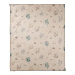 Multi Shell Coral & Plus Coral Fleece Blanket White Plus On Blush