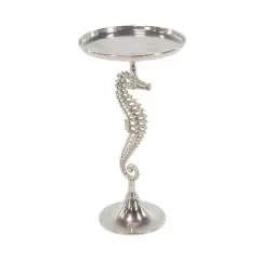 Silver Aluminum Coastal Accent Table