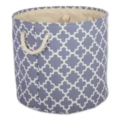 DII&reg; Large Round Polyester Lattice Bin Stonewash Blue