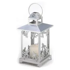 13" Silver Scrollwork Candle Lantern