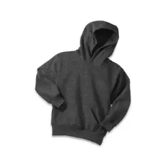 Port & Company&reg; Neutrals Youth Core Fleece Pullover Hooded Sweatshirt Dark Heather Gray