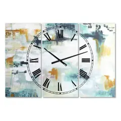 Designart 'Teal And White Composition Oversized Modern Multipanel Wall Clock
