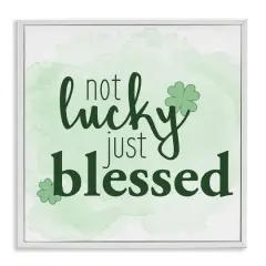 Stupell Industries Just Blessed Green Shamrocks Framed Giclee Art White