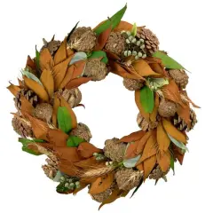12" Fall Foliage & Pinecones Autumn Harvest Wreath