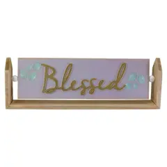 13.25" Hinged Plaque With "Blessed" Embossed Lettering Table TopD&eacute;cor