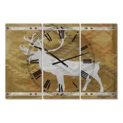 Designart Patterned Walking White Moose Traditional Multipanel Wall Clock