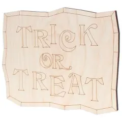 Leisure Arts&reg; Home 9.5" x 7" Trick or Treat Wood Sign