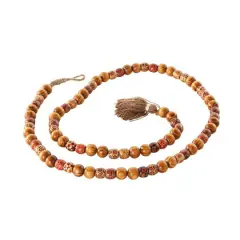 5ft. Brown Wood Handmade Long Beaded Garland with Tassel with Bohemian Patterns
