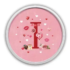 20" Valentine Things White Framed Round Monogram Print I