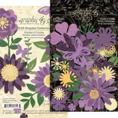 Graphic 45&reg; Staples Die Cut Paper Flower Assortment Shades of Purple