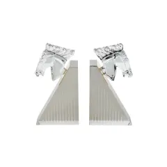 9" Clear Glass Horse Head Decorative Bookends with Pyramid Bases, 2ct.