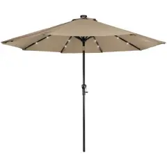 9ft. Solar Lighted Outdoor Patio Market Umbrella Beige