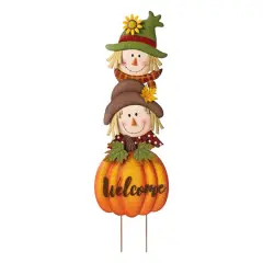 Glitzhome&reg; 4ft. Fall Metal Stacked Scarecrow Yard Stake