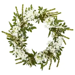 24'' White Mixed Floral Wreath