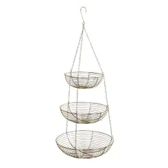 12" Gold & Copper 3-Tier Hanging Metal Basket