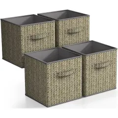 Sorbus 11" Gray Woven Foldable Storage Cubes, 4ct.