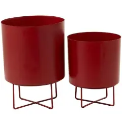 CosmoLiving by Cosmopolitan Red Metal Planter Set