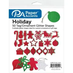 PA Paper&trade; Accents Glitter Ornament Shape Tags Set