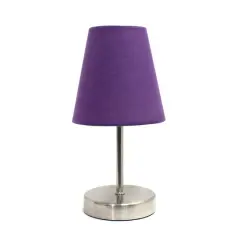 Creekwood Home Nauru 10.5" Sand Nickel Petite Metal Stick Table Lamp Purple