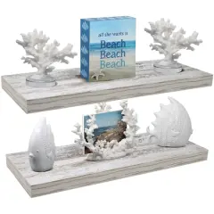 Sorbus 23.7" Extra Long Decorative Floating Shelves, 2ct. Rustic White
